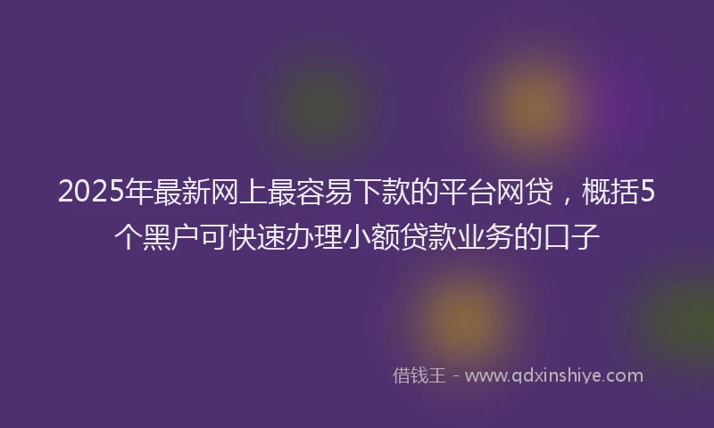 2025年最新网上最容易下款的平台网贷，概括5个黑户可快速办理小额贷款业务的口子