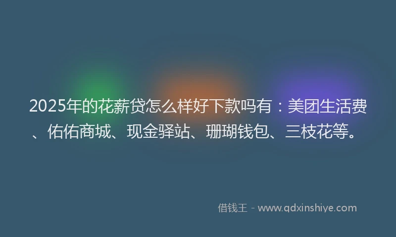 2025年的花薪贷怎么样好下款吗有：美团生活费、佑佑商城、现金驿站、珊瑚钱包、三枝花等。