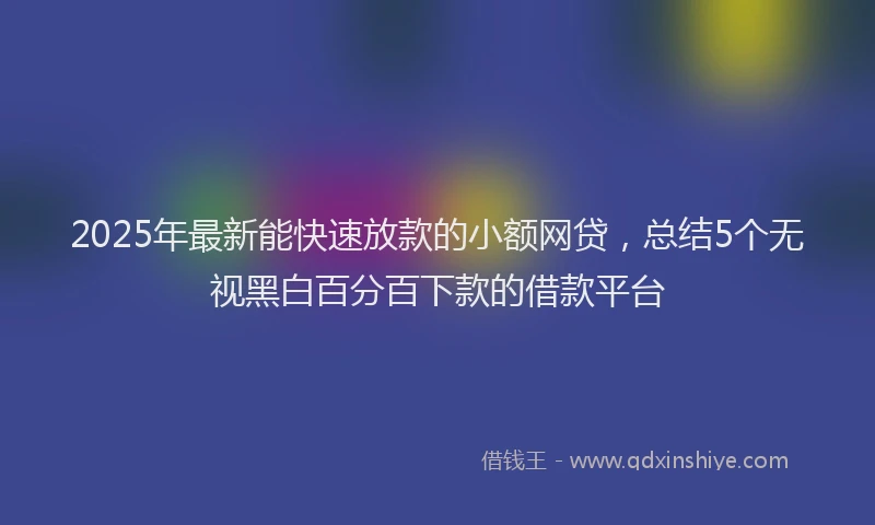 2025年最新能快速放款的小额网贷，总结5个无视黑白百分百下款的借款平台