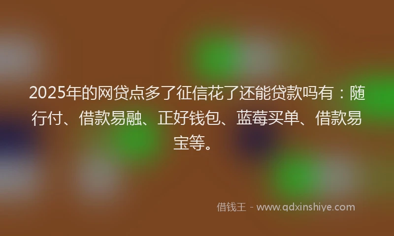 2025年的网贷点多了征信花了还能贷款吗有：随行付、借款易融、正好钱包、蓝莓买单、借款易宝等。