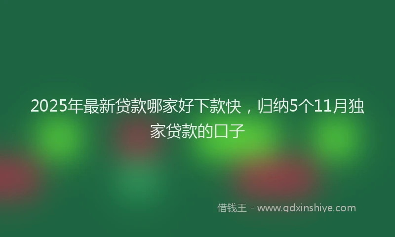 2025年最新贷款哪家好下款快，归纳5个11月独家贷款的口子