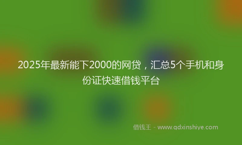 2025年最新能下2000的网贷，汇总5个手机和身份证快速借钱平台