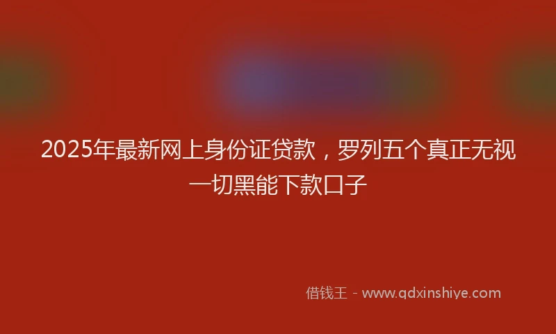2025年最新网上身份证贷款，罗列五个真正无视一切黑能下款口子