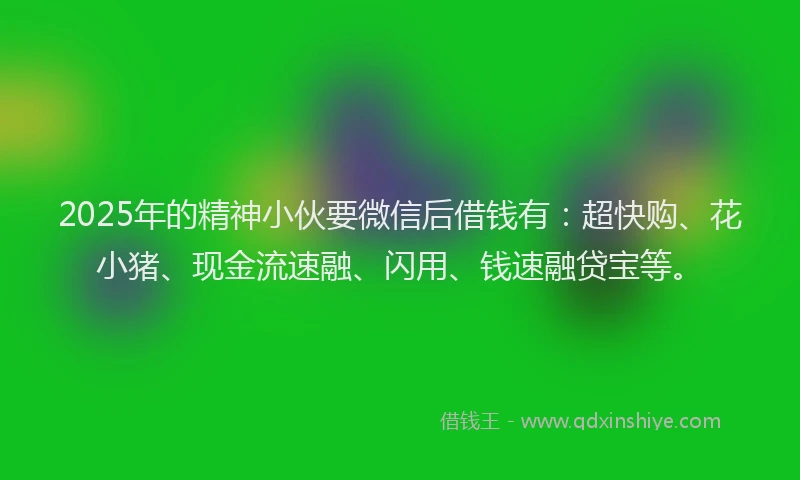 2025年的精神小伙要微信后借钱有：超快购、花小猪、现金流速融、闪用、钱速融贷宝等。