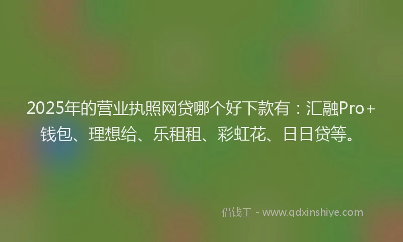 2025年的营业执照网贷哪个好下款有：汇融Pro+钱包、理想给、乐租租、彩虹花、日日贷等。
