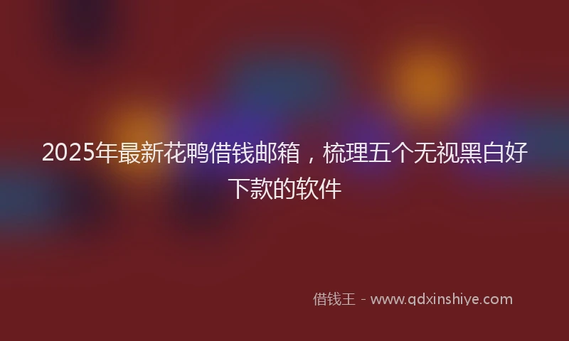 2025年最新花鸭借钱邮箱，梳理五个无视黑白好下款的软件