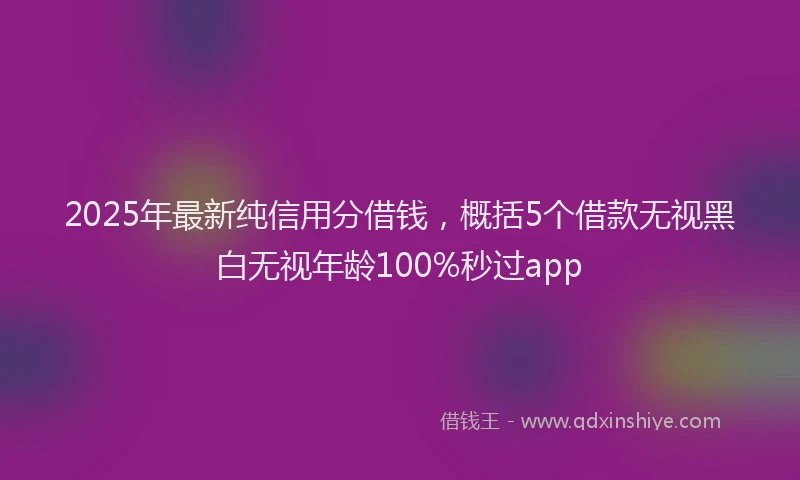 2025年最新纯信用分借钱，概括5个借款无视黑白无视年龄100%秒过app