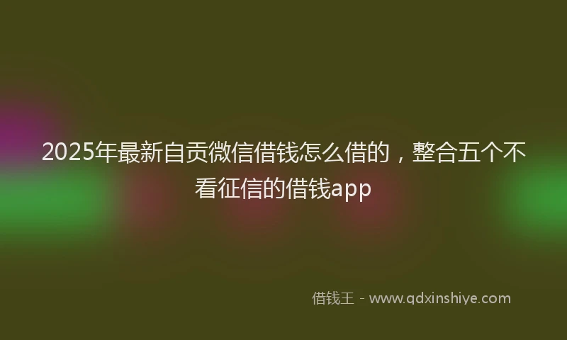 2025年最新自贡微信借钱怎么借的，整合五个不看征信的借钱app