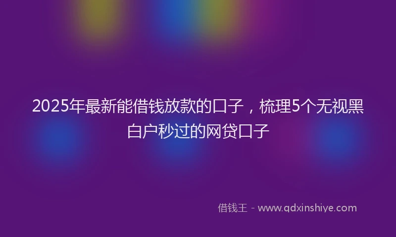2025年最新能借钱放款的口子，梳理5个无视黑白户秒过的网贷口子