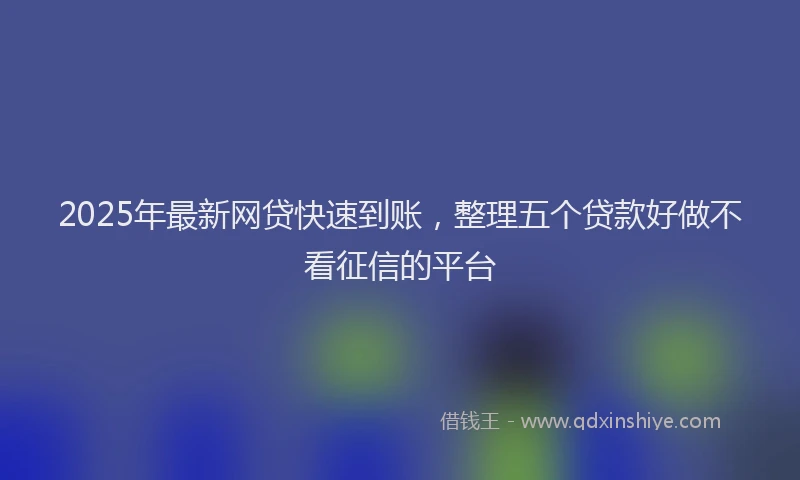 2025年最新网贷快速到账，整理五个贷款好做不看征信的平台