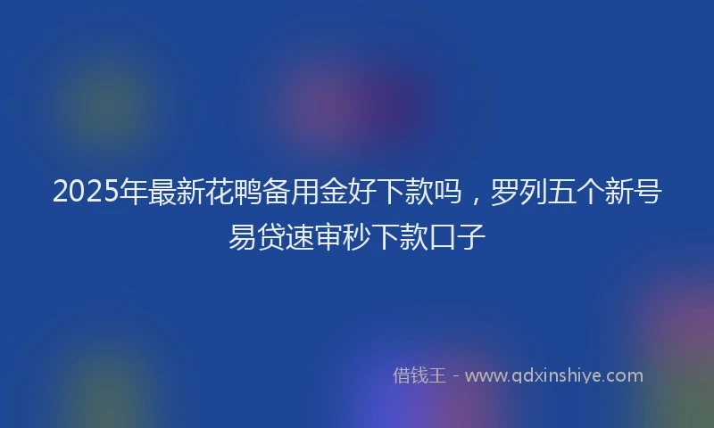 2025年最新花鸭备用金好下款吗，罗列五个新号易贷速审秒下款口子