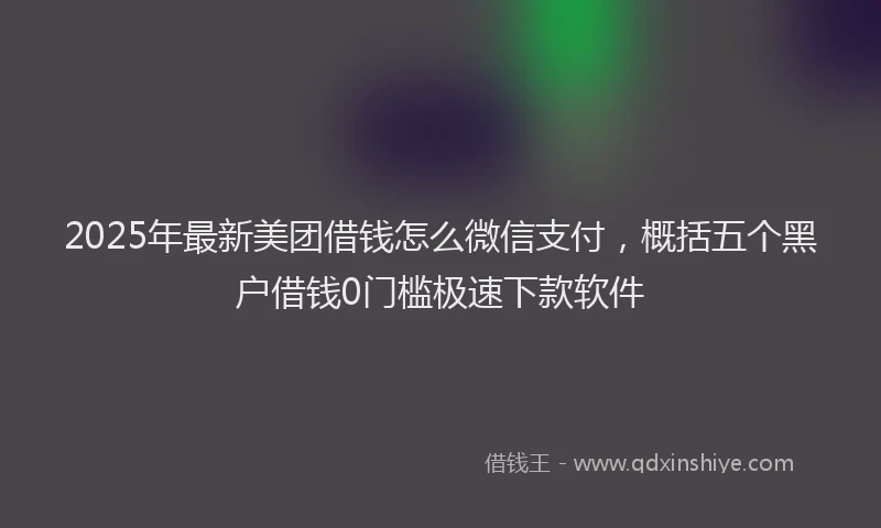 2025年最新美团借钱怎么微信支付，概括五个黑户借钱0门槛极速下款软件