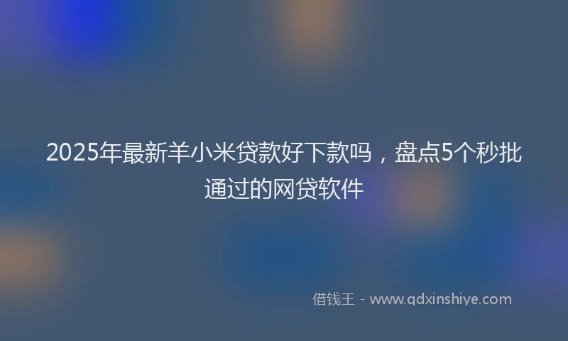 2025年最新羊小米贷款好下款吗，盘点5个秒批通过的网贷软件