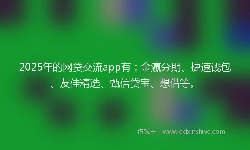 2025年的网贷交流app有：金瀛分期、捷速钱包、友佳精选、甄信贷宝、想借等。