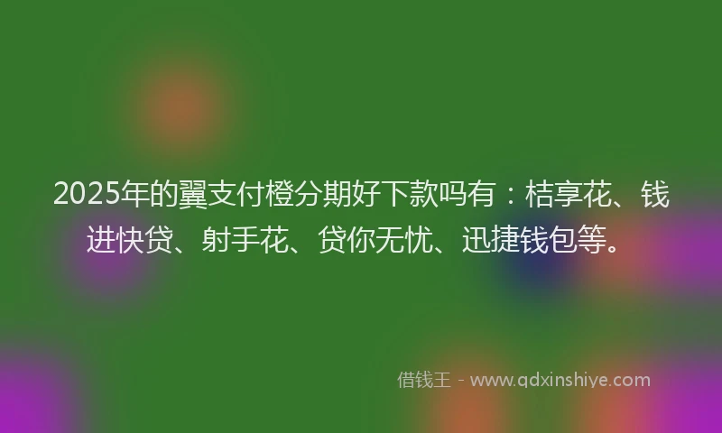 2025年的翼支付橙分期好下款吗有：桔享花、钱进快贷、射手花、贷你无忧、迅捷钱包等。