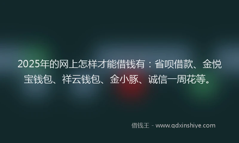 2025年的网上怎样才能借钱有：省呗借款、金悦宝钱包、祥云钱包、金小豚、诚信一周花等。