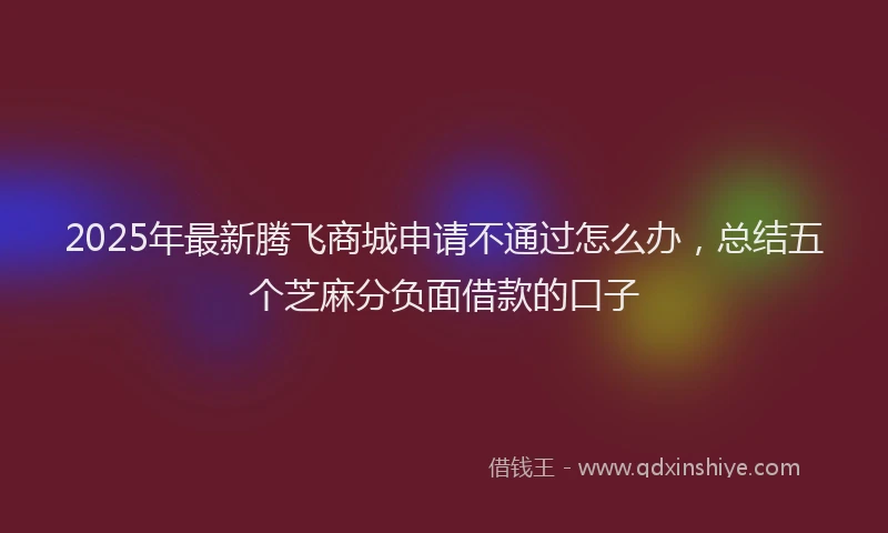 2025年最新腾飞商城申请不通过怎么办，总结五个芝麻分负面借款的口子