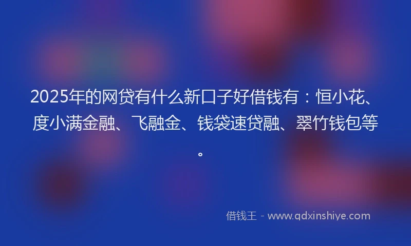 2025年的网贷有什么新口子好借钱有：恒小花、度小满金融、飞融金、钱袋速贷融、翠竹钱包等。
