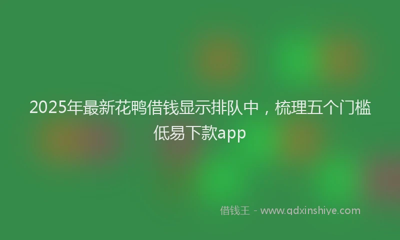 2025年最新花鸭借钱显示排队中，梳理五个门槛低易下款app