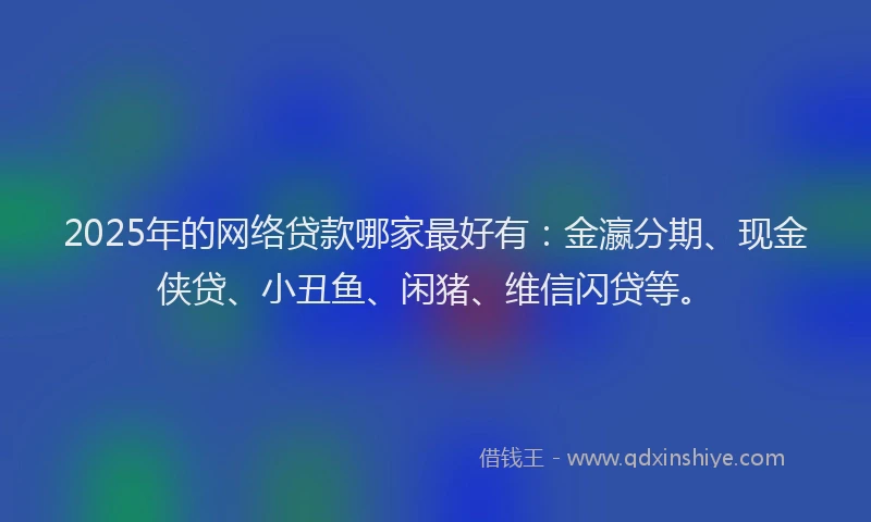 2025年的网络贷款哪家最好有：金瀛分期、现金侠贷、小丑鱼、闲猪、维信闪贷等。