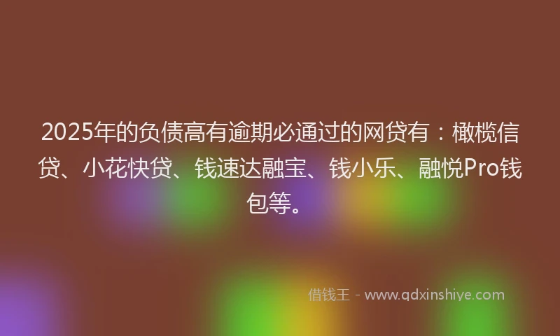 2025年的负债高有逾期必通过的网贷有：橄榄信贷、小花快贷、钱速达融宝、钱小乐、融悦Pro钱包等。