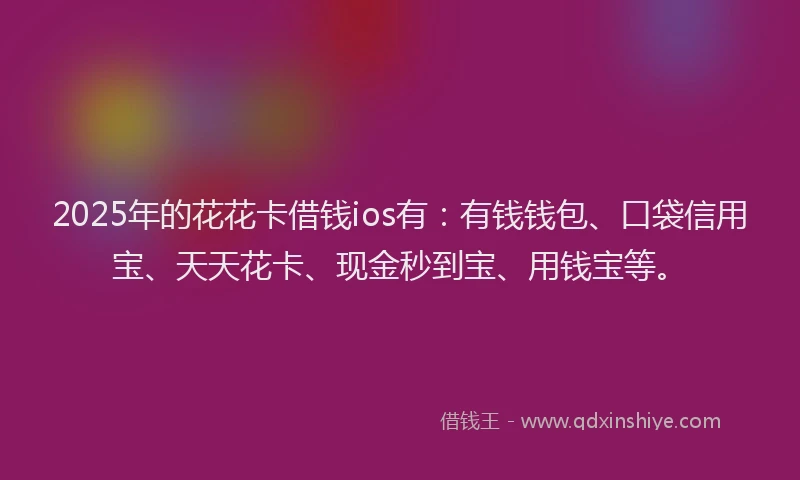 2025年的花花卡借钱ios有：有钱钱包、口袋信用宝、天天花卡、现金秒到宝、用钱宝等。
