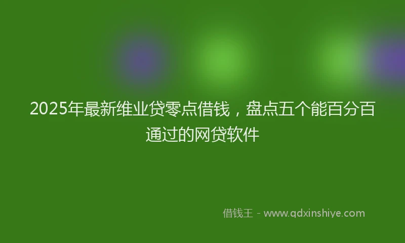 2025年最新维业贷零点借钱，盘点五个能百分百通过的网贷软件