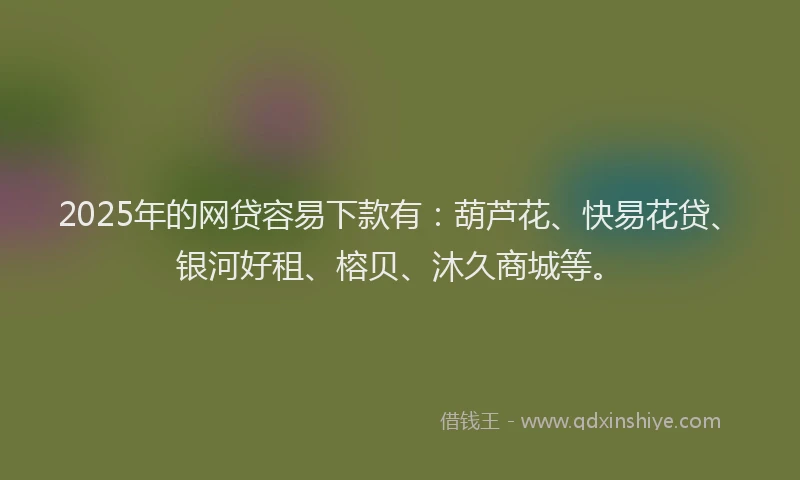 2025年的网贷容易下款有：葫芦花、快易花贷、银河好租、榕贝、沐久商城等。