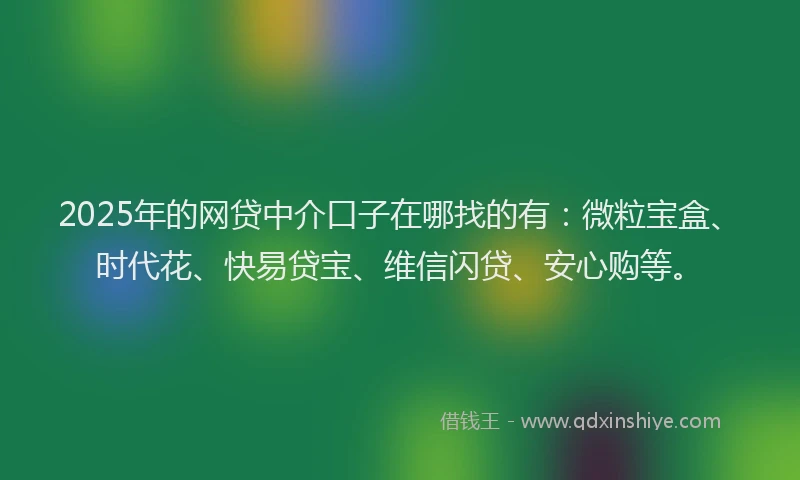 2025年的网贷中介口子在哪找的有：微粒宝盒、时代花、快易贷宝、维信闪贷、安心购等。