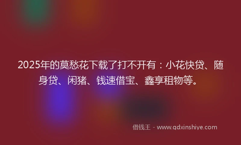 2025年的莫愁花下载了打不开有：小花快贷、随身贷、闲猪、钱速借宝、鑫享租物等。