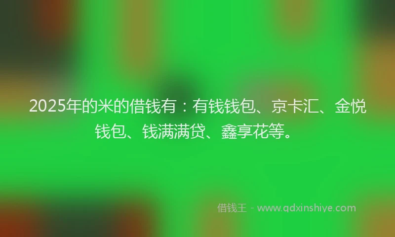 2025年的米的借钱有：有钱钱包、京卡汇、金悦钱包、钱满满贷、鑫享花等。