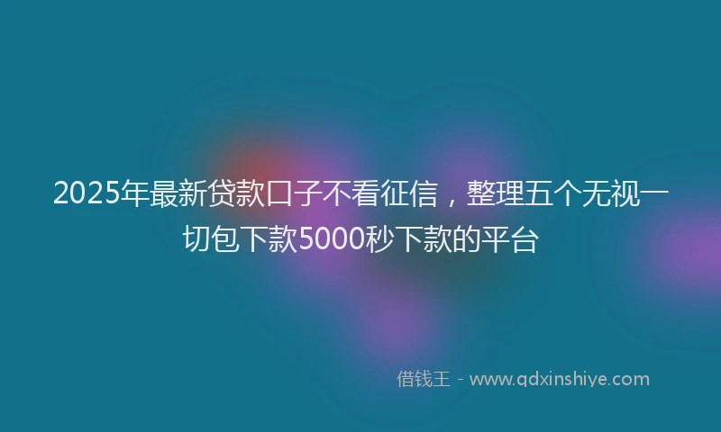 2025年最新贷款口子不看征信，整理五个无视一切包下款5000秒下款的平台