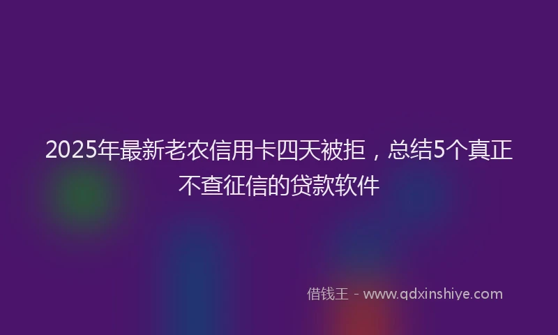 2025年最新老农信用卡四天被拒，总结5个真正不查征信的贷款软件