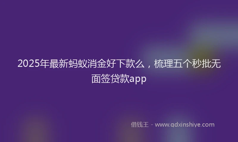 2025年最新蚂蚁消金好下款么，梳理五个秒批无面签贷款app