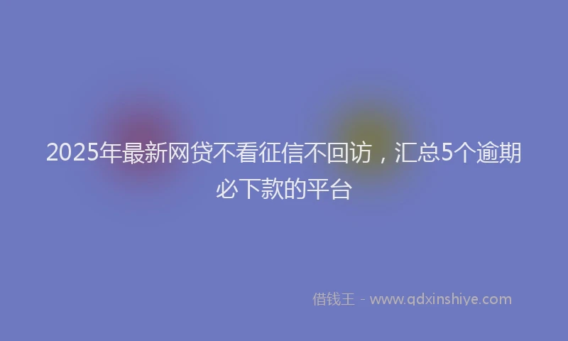 2025年最新网贷不看征信不回访，汇总5个逾期必下款的平台