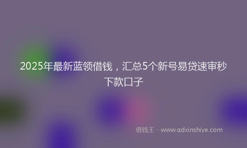 2025年最新蓝领借钱，汇总5个新号易贷速审秒下款口子