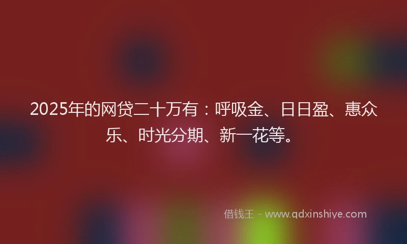 2025年的网贷二十万有：呼吸金、日日盈、惠众乐、时光分期、新一花等。