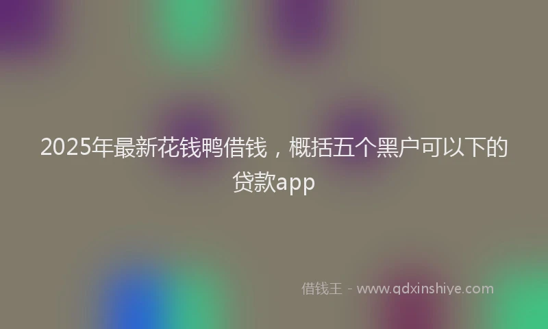 2025年最新花钱鸭借钱，概括五个黑户可以下的贷款app