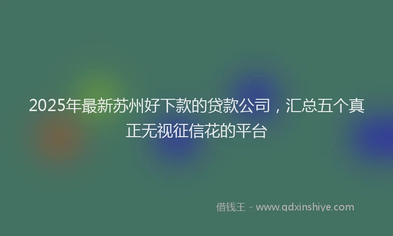 2025年最新苏州好下款的贷款公司，汇总五个真正无视征信花的平台