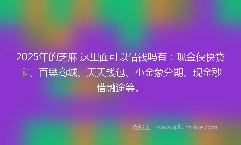 2025年的芝麻 这里面可以借钱吗有：现金侠快贷宝、百樂商城、天天钱包、小金象分期、现金秒借融途等。