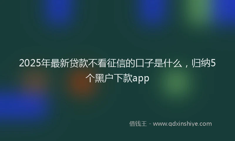 2025年最新贷款不看征信的口子是什么，归纳5个黑户下款app