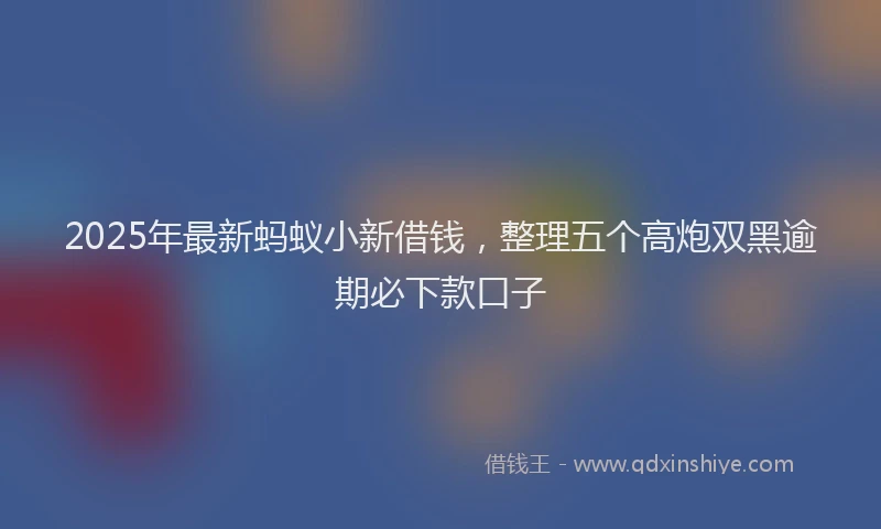 2025年最新蚂蚁小新借钱，整理五个高炮双黑逾期必下款口子