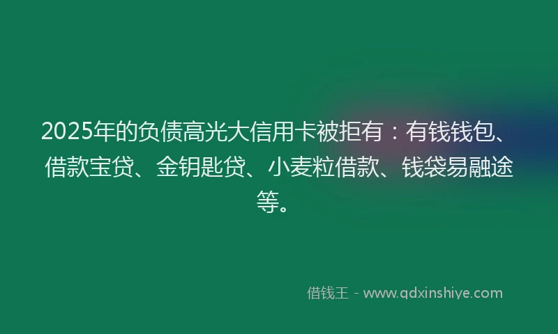 2025年的负债高光大信用卡被拒有：有钱钱包、借款宝贷、金钥匙贷、小麦粒借款、钱袋易融途等。