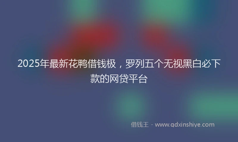 2025年最新花鸭借钱极，罗列五个无视黑白必下款的网贷平台