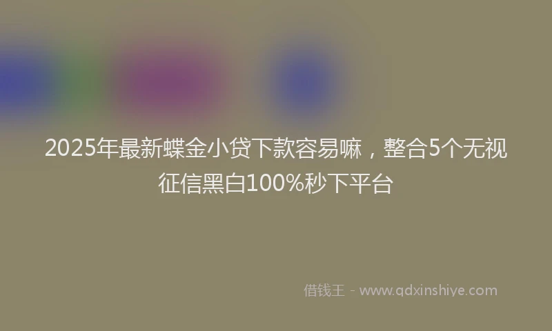 2025年最新蝶金小贷下款容易嘛，整合5个无视征信黑白100%秒下平台