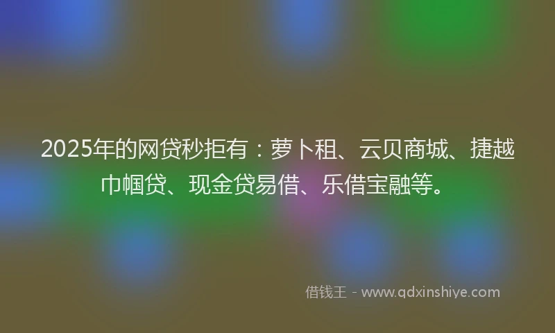 2025年的网贷秒拒有：萝卜租、云贝商城、捷越巾帼贷、现金贷易借、乐借宝融等。