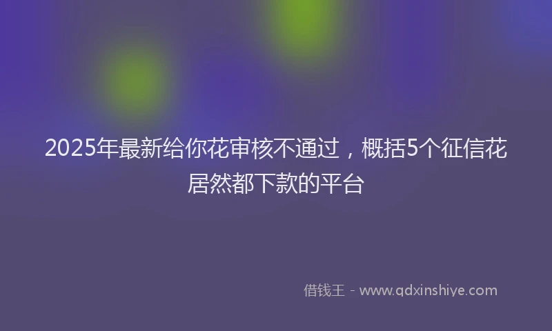 2025年最新给你花审核不通过，概括5个征信花居然都下款的平台