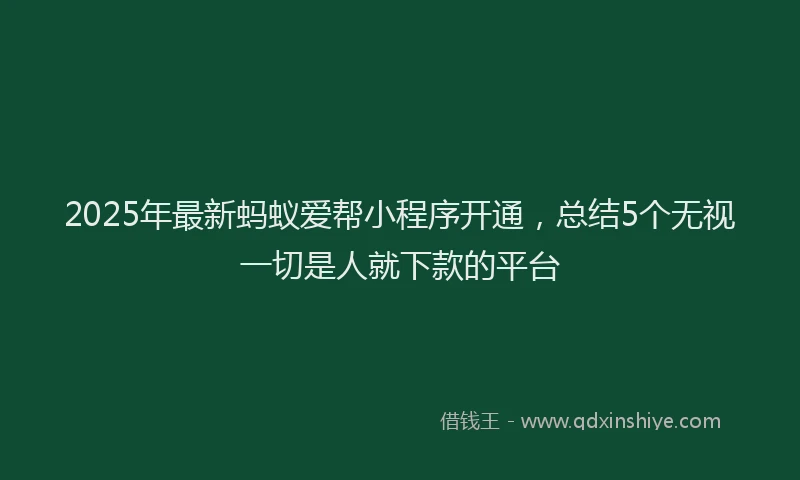 2025年最新蚂蚁爱帮小程序开通,总结5个无视一切是人就下款的平台