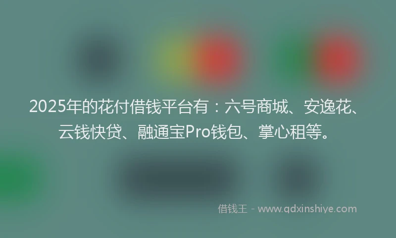 2025年的花付借钱平台有：六号商城、安逸花、云钱快贷、融通宝Pro钱包、掌心租等。
