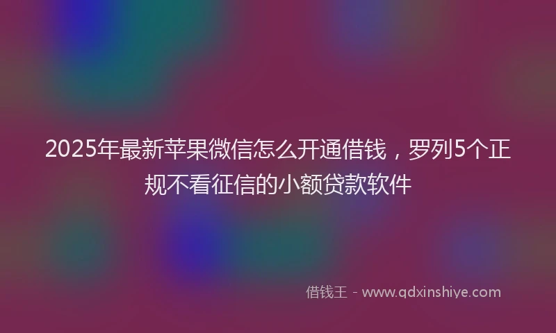 2025年最新苹果微信怎么开通借钱，罗列5个正规不看征信的小额贷款软件